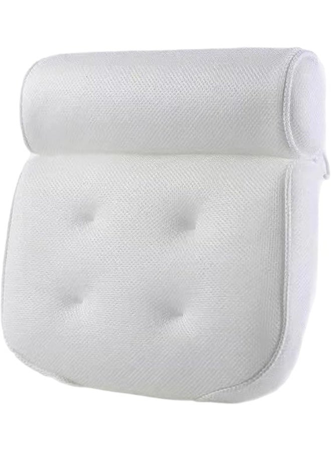 Bath Pillows For Head And Neck, Waterproof Bath Cushion With 6 Suction Cups, Non-Slip Bathtub Pillow For Comfortable Soaking, Comfortable Spa Bath Pillow For Bathtub, White - Image 1